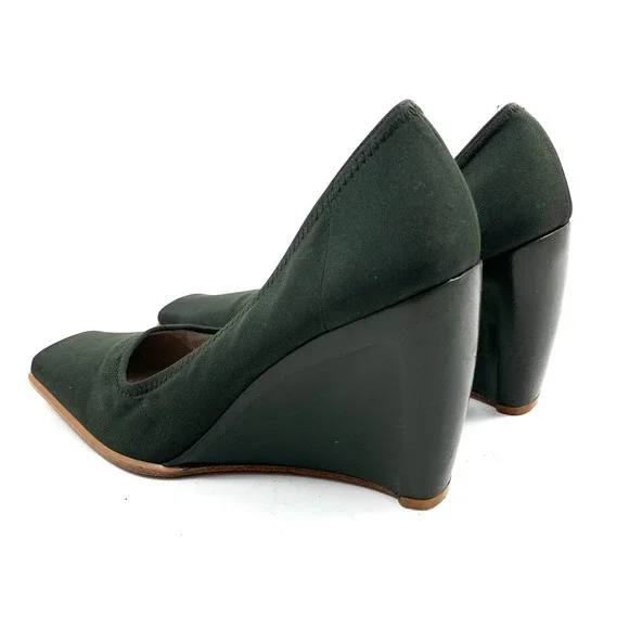 ❌SOLD❌ Vintage 90's HYPE Spain dark green wedge square toe shoes - Picture 5 of 13